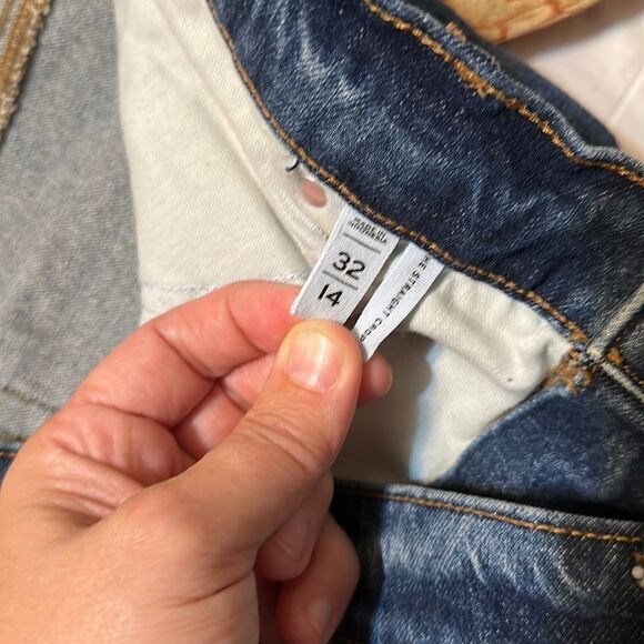 LOFT 14/32 Vintage Dark Blue Wash The Straight Crop Distressed Jeans - Picture 12 of 16